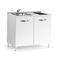 Mini cucina Cucinino80 bianco larice con lavello e piano cottura 80x60x85H