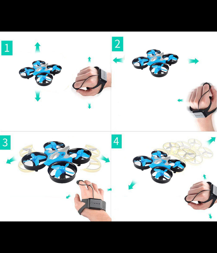 Mini Drone Quadricottero Telecomandato Con Dita Mano Luci Led Rgb Gioco Bambini         