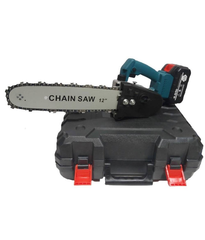 Mini Elettrosega 12" 2 Batterie 21v Con Serbatoio Olio Motosega Elettrica Valigia         