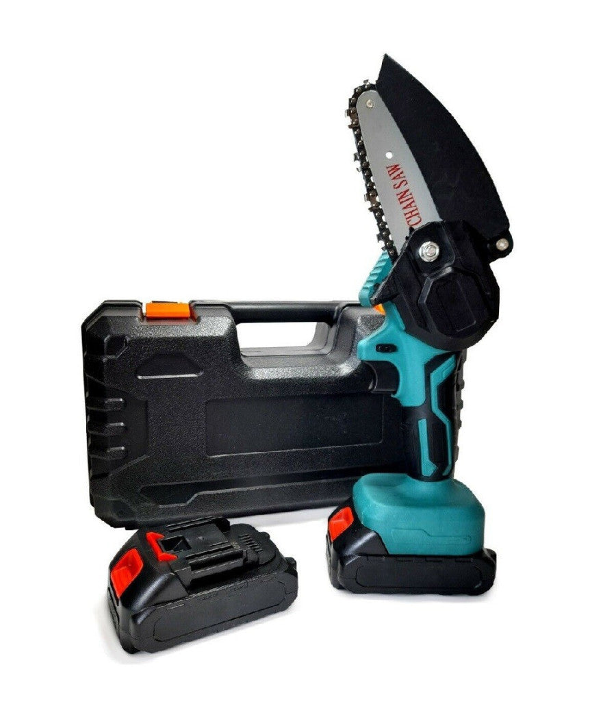 Mini Elettrosega A Doppia Batteria Motosega Elettrica Tagliarami 6'' Valigia Lld         