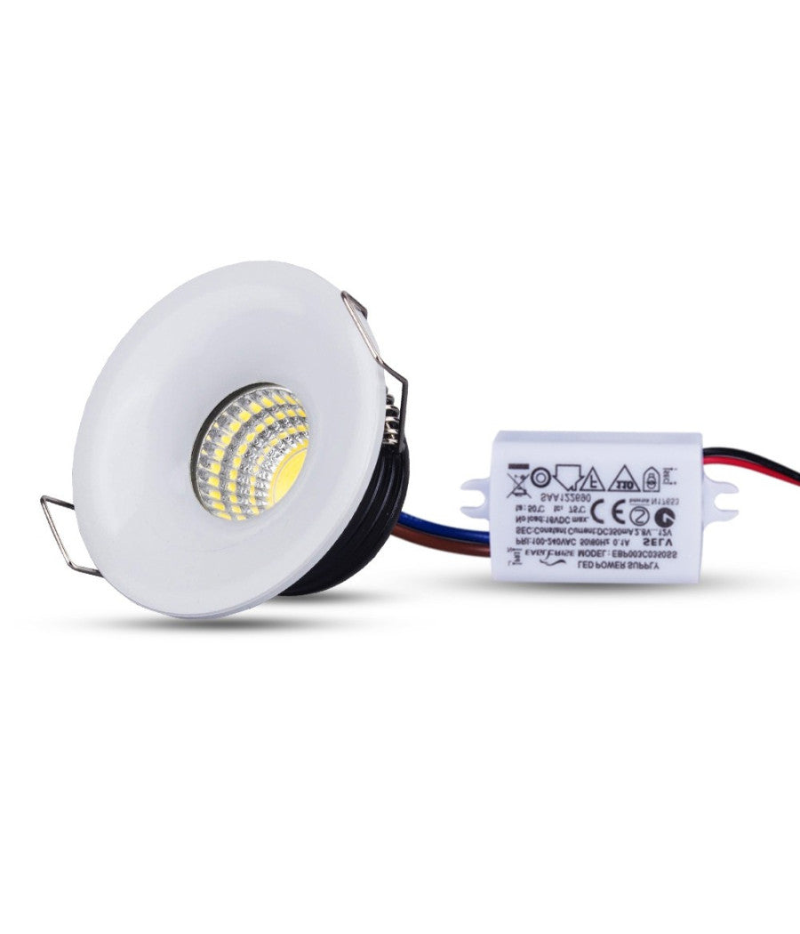 Mini Faretto Led Cob 3w Da Incasso 40mm Spot Con Molla Luce Calda O Fredda  -bianco Naturale      -