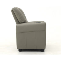 Poltrona relax ITCHI reclinabile manualmente in materiale PU di colore grigio.
