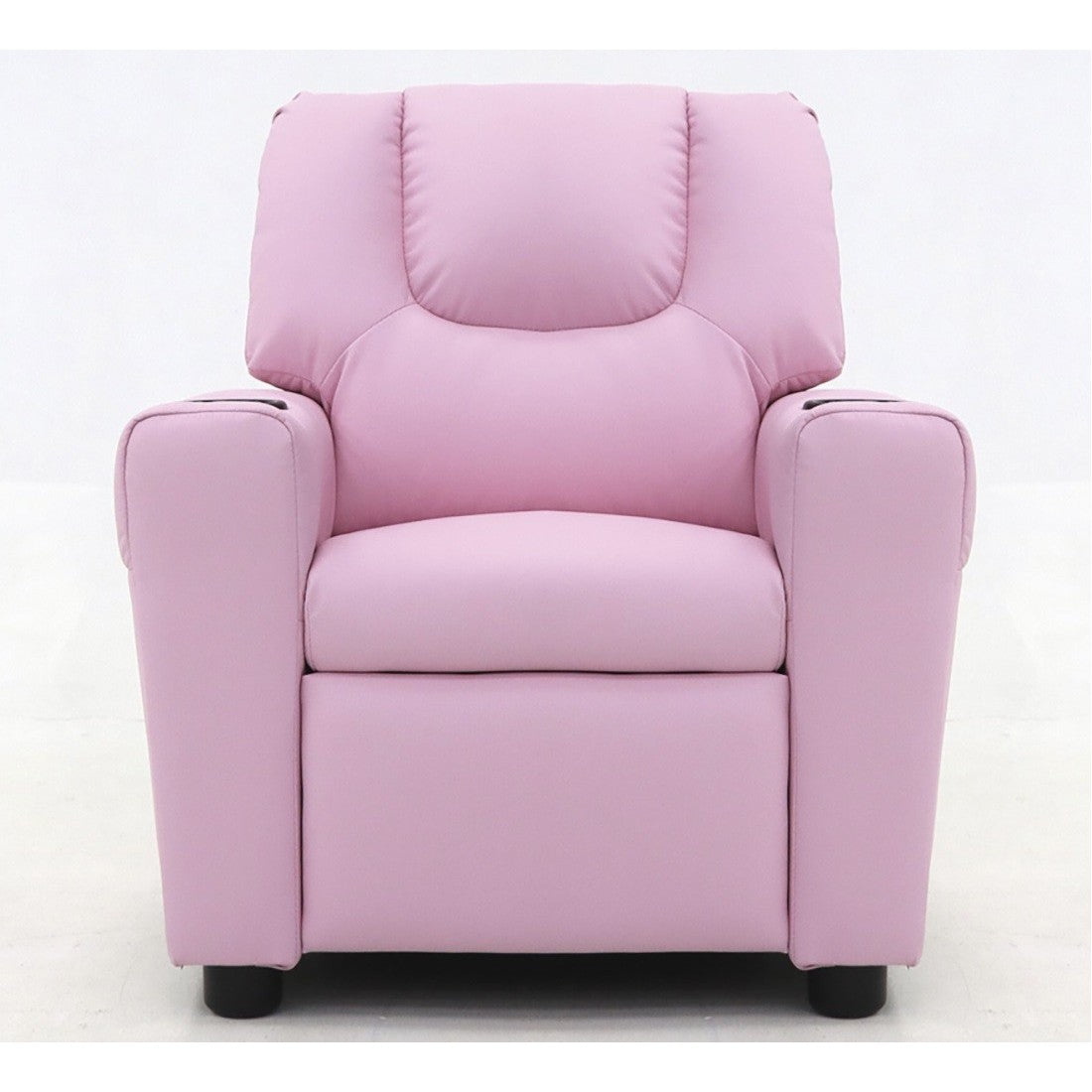 Mini poltrona relax ITCHI reclinabile manualmente in materiale PU di colore rosa.