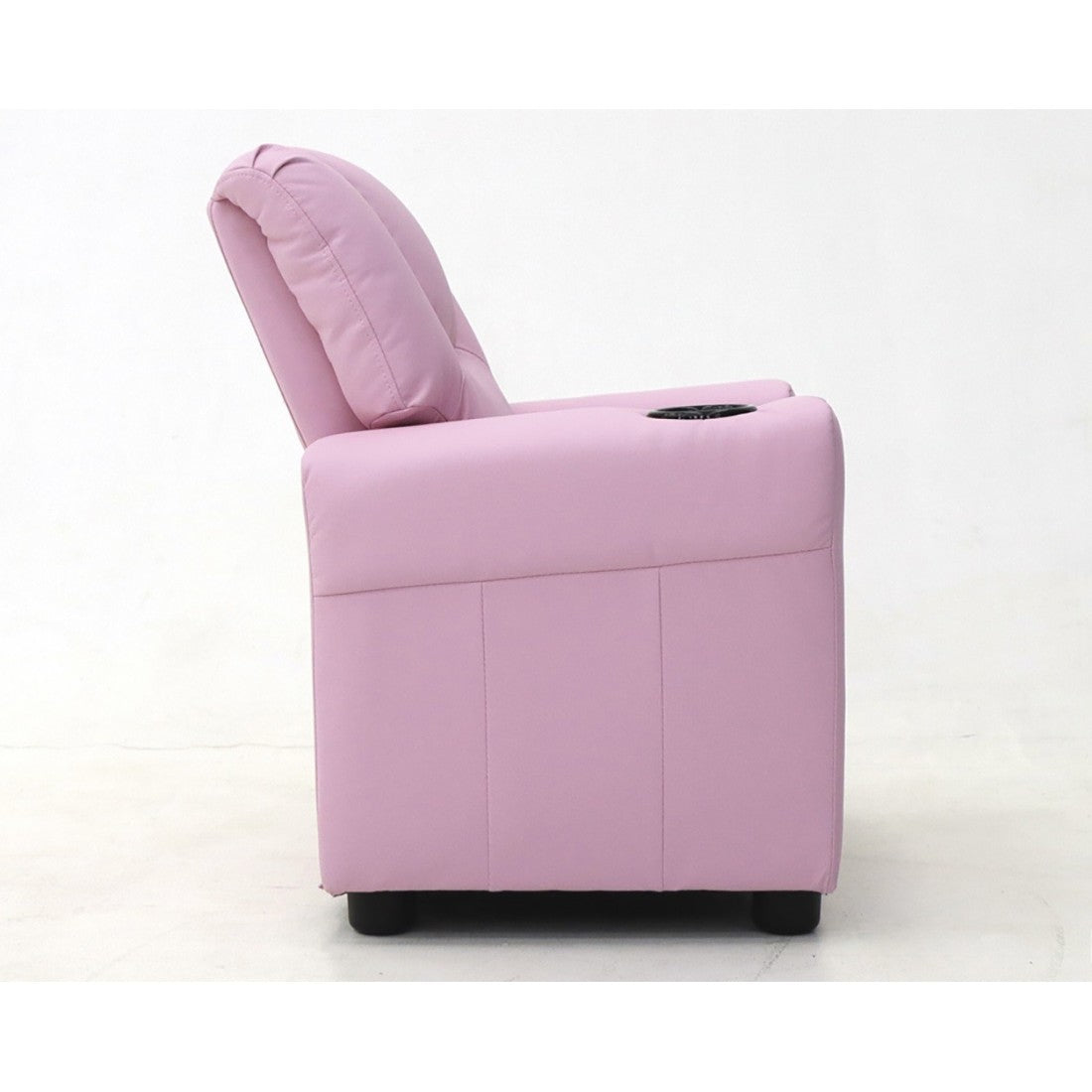 Mini poltrona relax ITCHI reclinabile manualmente in materiale PU di colore rosa.