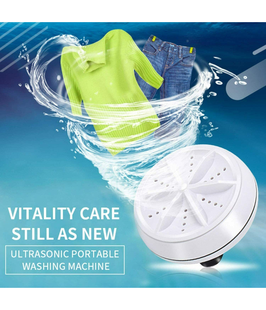 Mini Lavatrice Ad Ultrasuoni Portatile Usb Lavaggio Con Turbine Da Viaggio Barca         