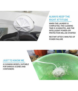 Mini Lavatrice Ad Ultrasuoni Portatile Usb Lavaggio Con Turbine Da Viaggio Barca         