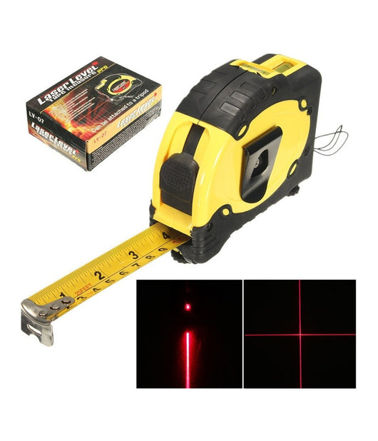 Mini Livella Laser Di Precisione Con Metro Incorporato Con 3 Batterie         
