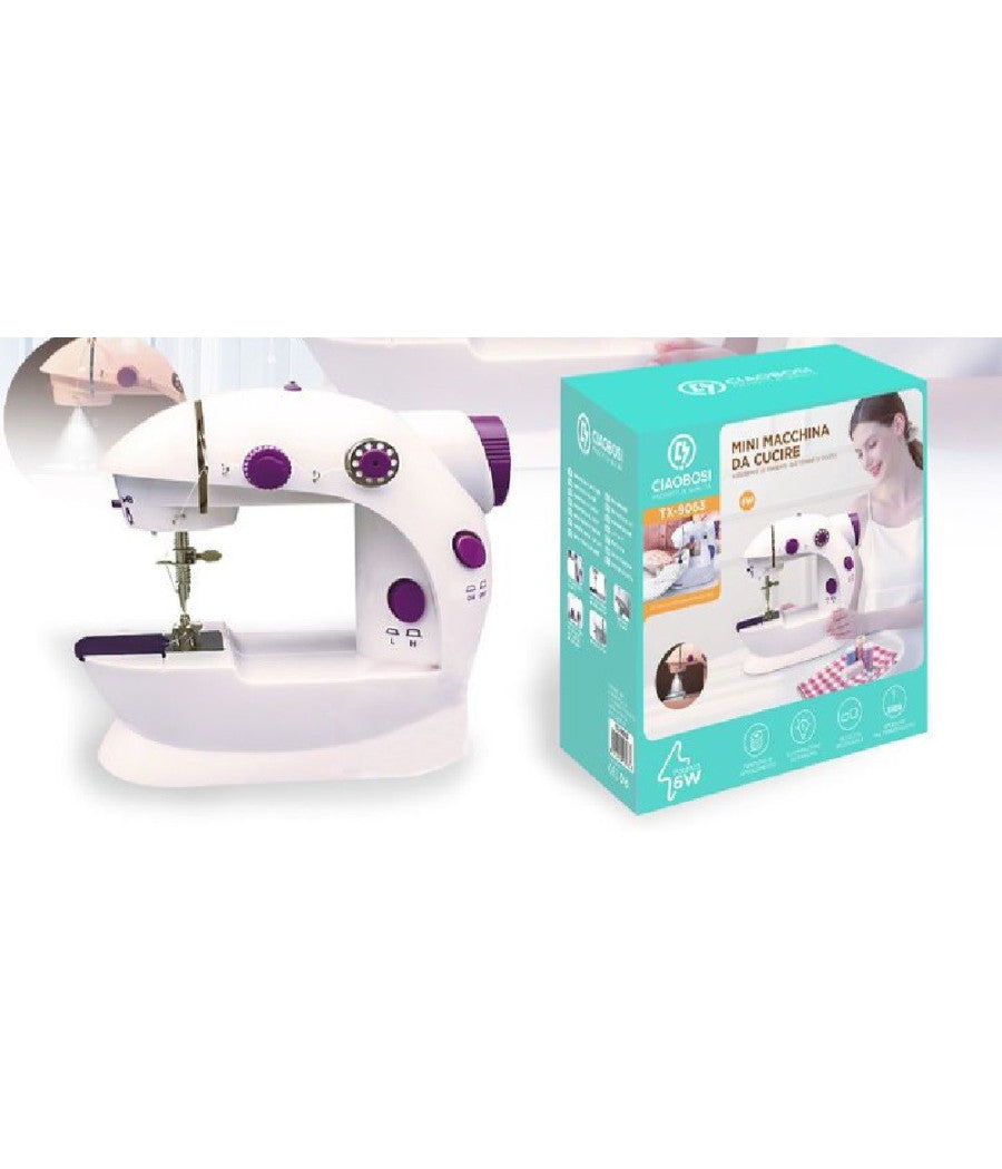 Mini Macchina Da Cucire Portatile Cucito 6 Watt Tx-9063 Elettrica Con 2 Velocità          
