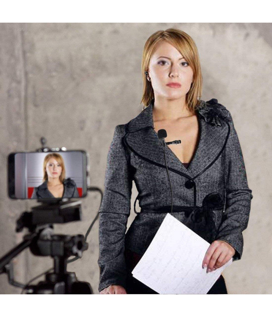 Mini Microfono Clip A Condensatore Omnidirezionale 3.5mm Adattatore Smartphone         