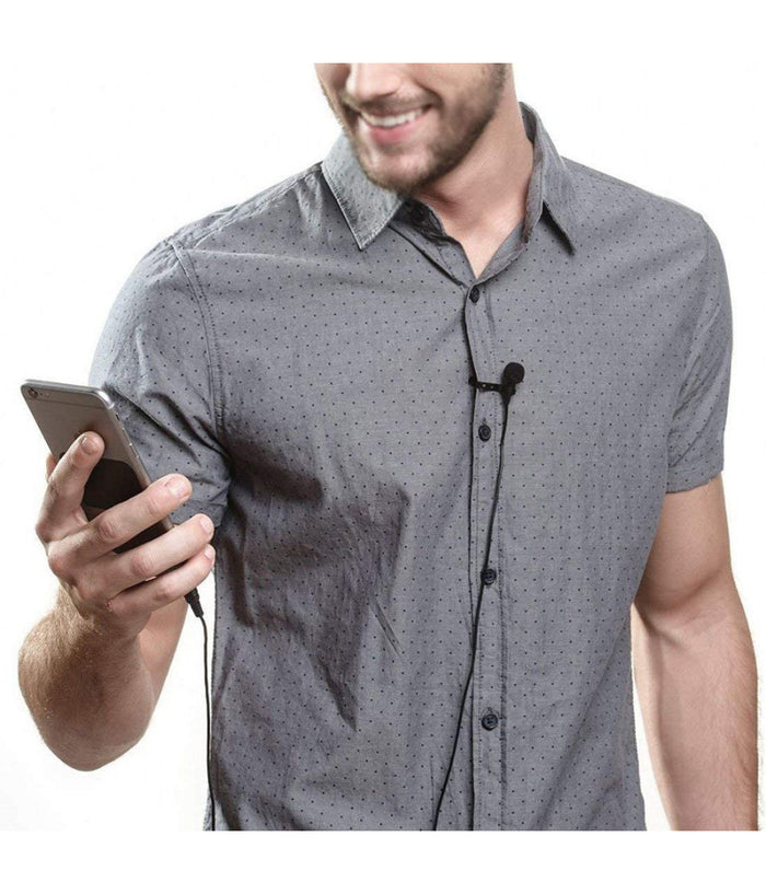 Mini Microfono Clip A Condensatore Omnidirezionale 3.5mm Adattatore Smartphone         