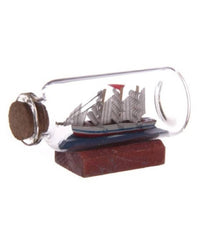 Mini Modellino Modello Barca Veliero In Bottiglia Bottiglina Vetro 6,5x3,5cm         