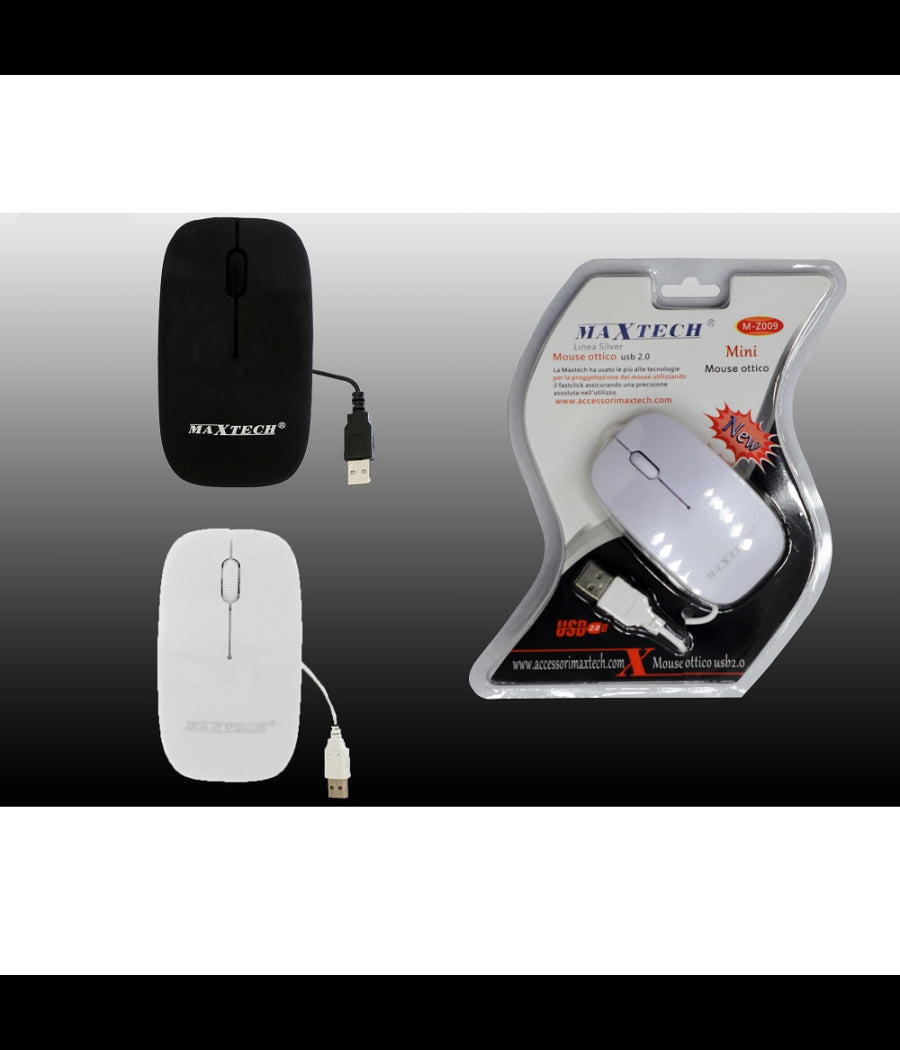 Mini Mouse Ottico Usb 2.0 Con Filo Per Computer Notebook Pc Portatile Maxtech M-z009         