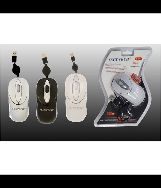 Mini Mouse Usb 2.0 Ottico Con Filo Per Computer Notebook Pc Portatile Maxtech M-z004         