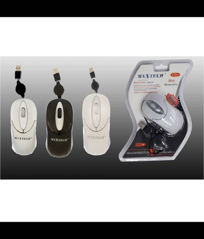 Mini Mouse Usb 2.0 Ottico Con Filo Per Computer Notebook Pc Portatile Maxtech M-z004         