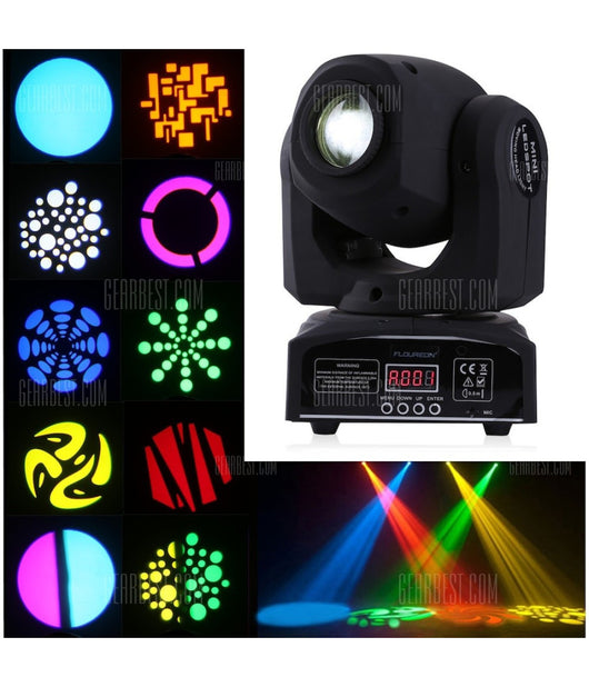 Mini Moving Head Led Spot 30w Cree Gobos Dmx Sound Dj Effetti Luce Disco Party         