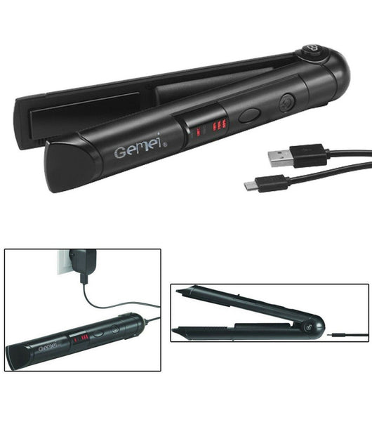 Mini Piastra In Ceramica Capelli Lisci Ricaricabile Da Viaggio Borsa 205°c Gm-2975         