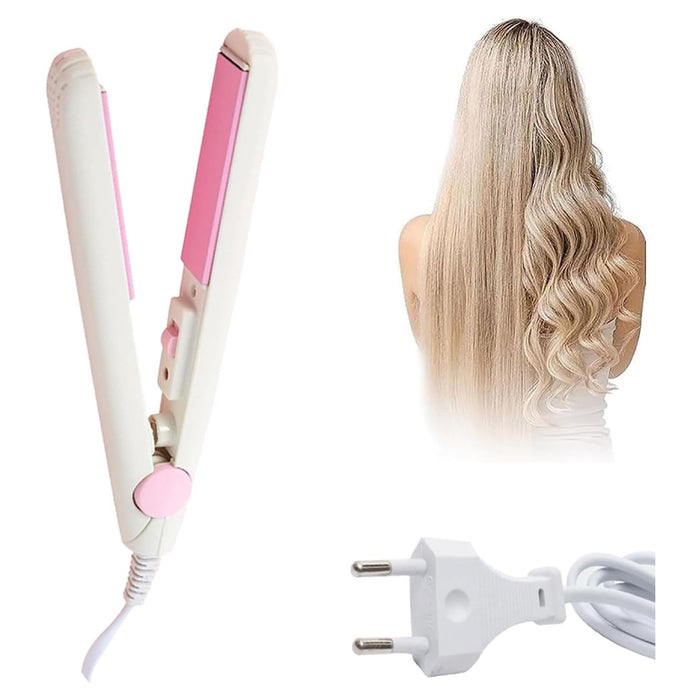 Trade Shop - Mini Piastra Per Capelli 2 In 1 Portatile In Ceramica Tormalina Per Casa Salone         