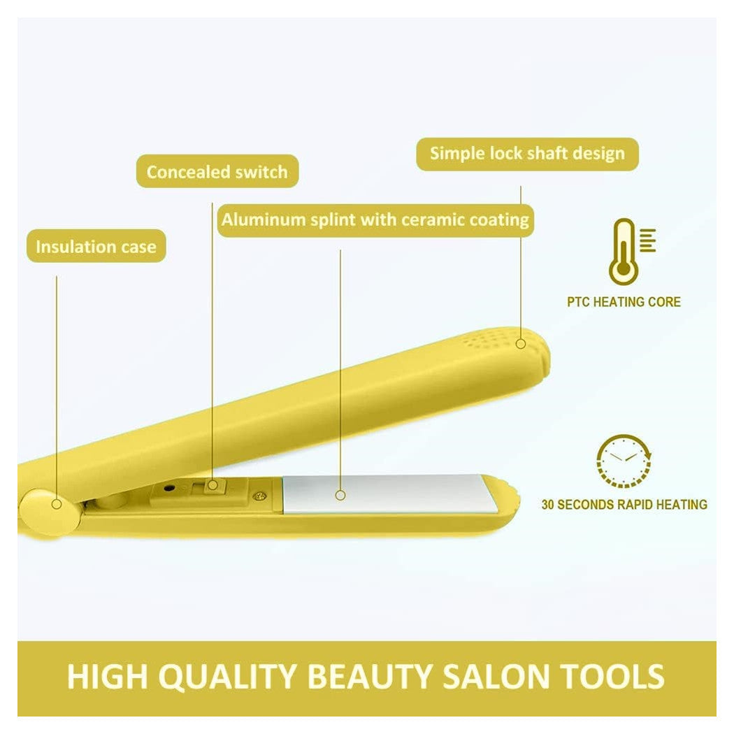 Trade Shop - Mini Piastra Per Capelli 2 In 1 Portatile In Ceramica Tormalina Per Casa Salone         