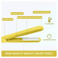 Trade Shop - Mini Piastra Per Capelli 2 In 1 Portatile In Ceramica Tormalina Per Casa Salone         