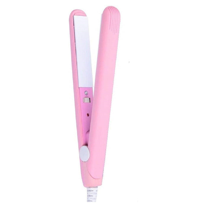 Trade Shop - Mini Piastra Per Capelli Portatile Professionale Con Contenitore Plastica Per Donne Ragazze -