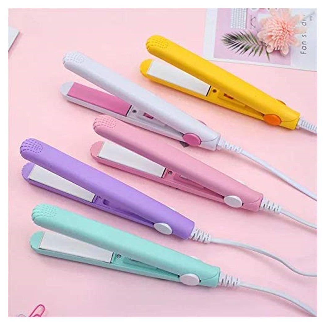 Trade Shop - Mini Piastra Per Capelli Portatile Professionale Con Contenitore Plastica Per Donne Ragazze -