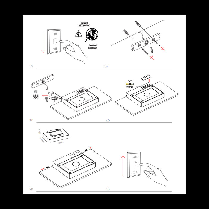 Pla XL Nera - Applique a led da muro 35W CCT Switch 2700K/3200K/4000K in alluminio, Luce murale verso l'alto - Beneito & Faure