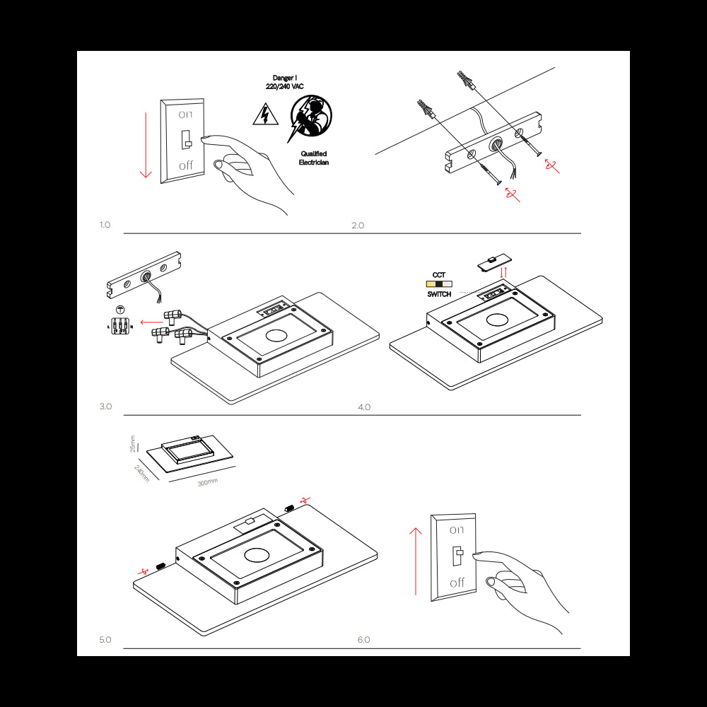 Pla XL Bianca - Applique a led da muro 35W CCT Switch 2700K/3200K/4000K in alluminio, Luce murale verso l'alto - Beneito & Faure
