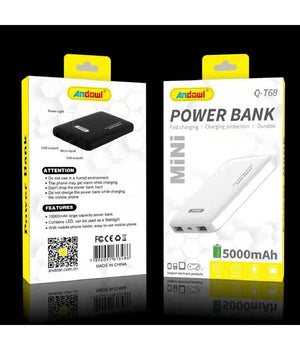 Mini Power Bank Capacità  5000mah Q-t68 Portatile Ricarica Rapida 2 Porte Usb         