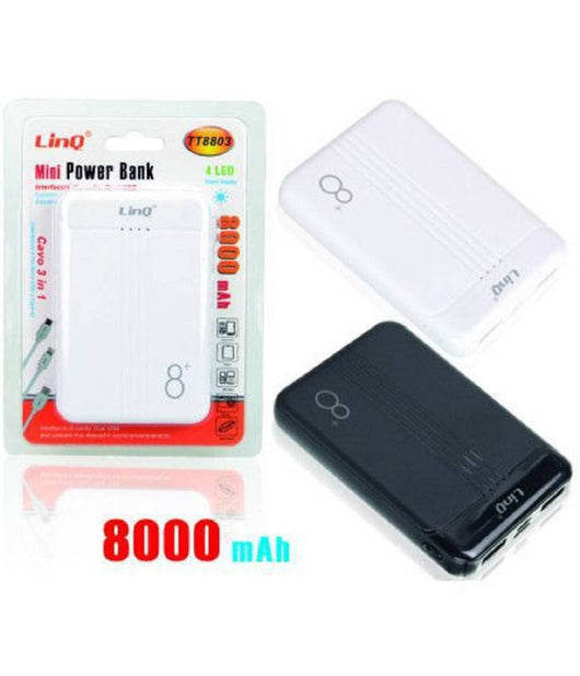 Mini Powerbank 8000mah Caricatore Portatile Dual Usb 4led Sottile Leggero Tt8803         