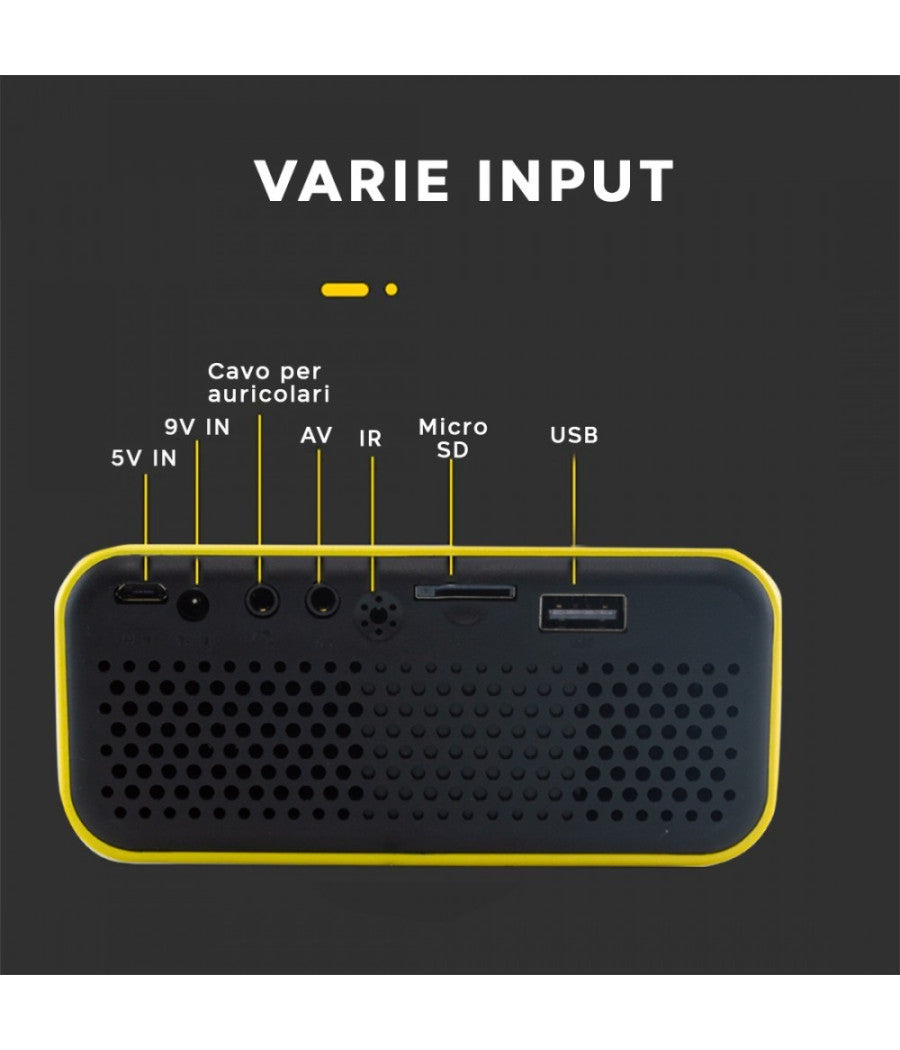 Proiettore Portatile Mini Ultra Hd Con Telecomando Compatibile Con Android E Ios         