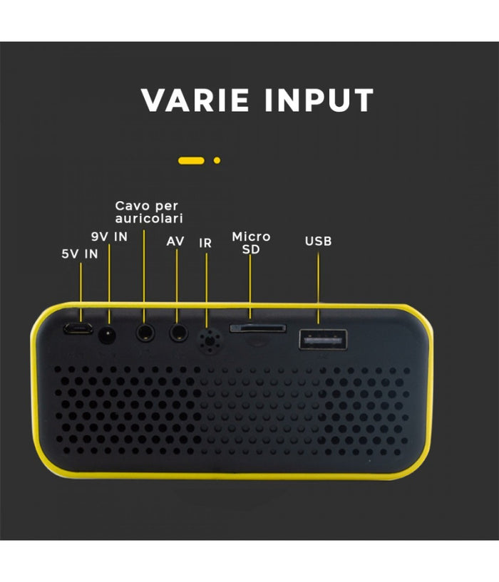 Proiettore Portatile Mini Ultra Hd Con Telecomando Compatibile Con Android E Ios         