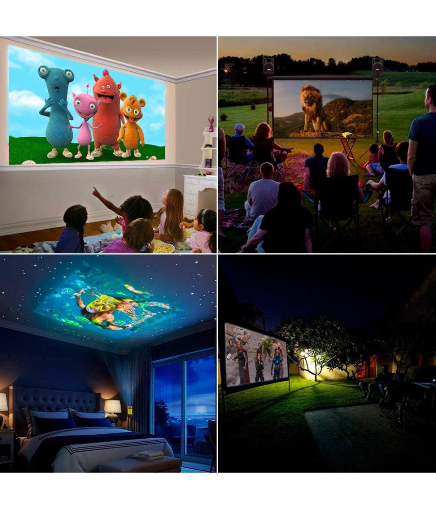 Proiettore Portatile Mini Ultra Hd Con Telecomando Compatibile Con Android E Ios         