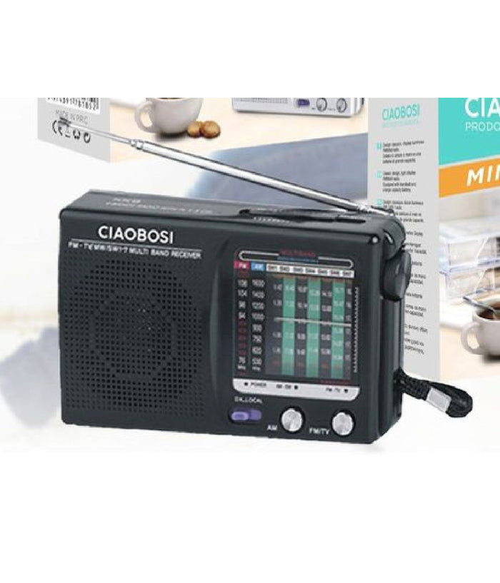 Mini Radio Fm Portatile 9 Bande Am Fm Mw Sw1-7 Con Ricevitore Audio Tv Tx-8185         
