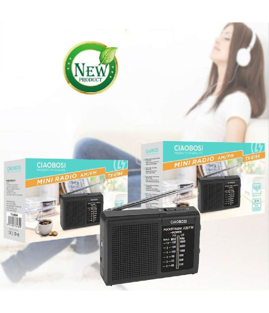 Mini Radio Fm Portatile Tascabile Bande Am Fm Ricevitore Audio Musica Tx-8184         