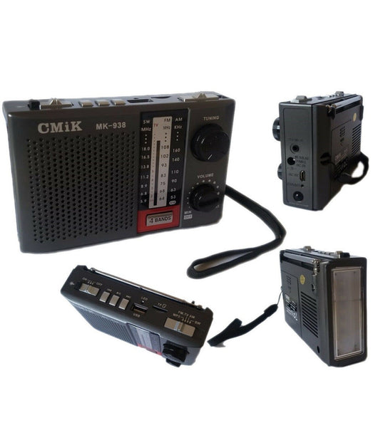 Mini Radio Portatile Radiolina Fm Ricaricabile Lettore Mp3 Usb Microsd Cmik Mk938         