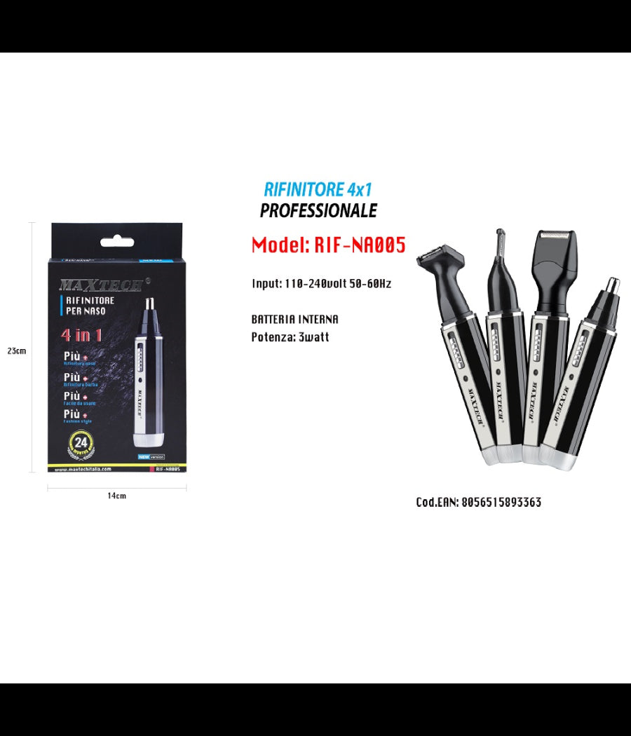 Mini Rasoio Ricaricabile 4in1 Tagliacapelli Elimina Peli Sopracciglia Rif-na005         