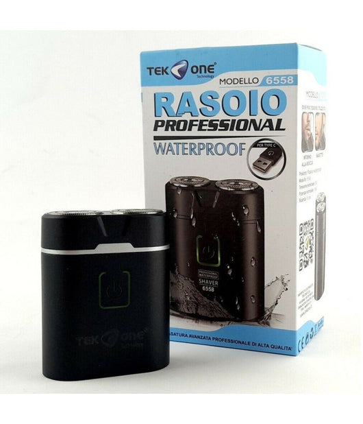 Mini Rasoio 2 Testine Elettrico Ricaricabile Uomo Barba Waterproof Mod. 6558         