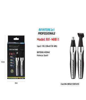 Mini Rasoio 2in1 A Batterie Taglia Capelli Rifinisci Barba Peli Naso Rif-na011         