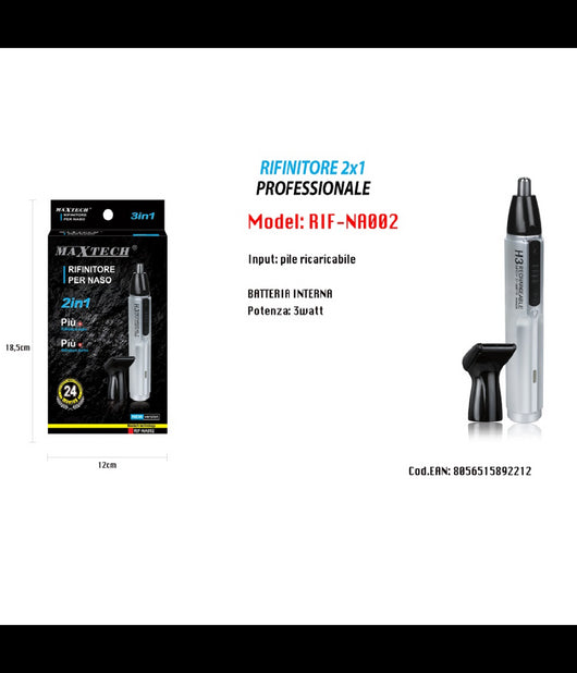 Mini Rasoio Uomo Barba Naso Basette Peli Con Ricambio 3w Ricaricabile Rif-na002         