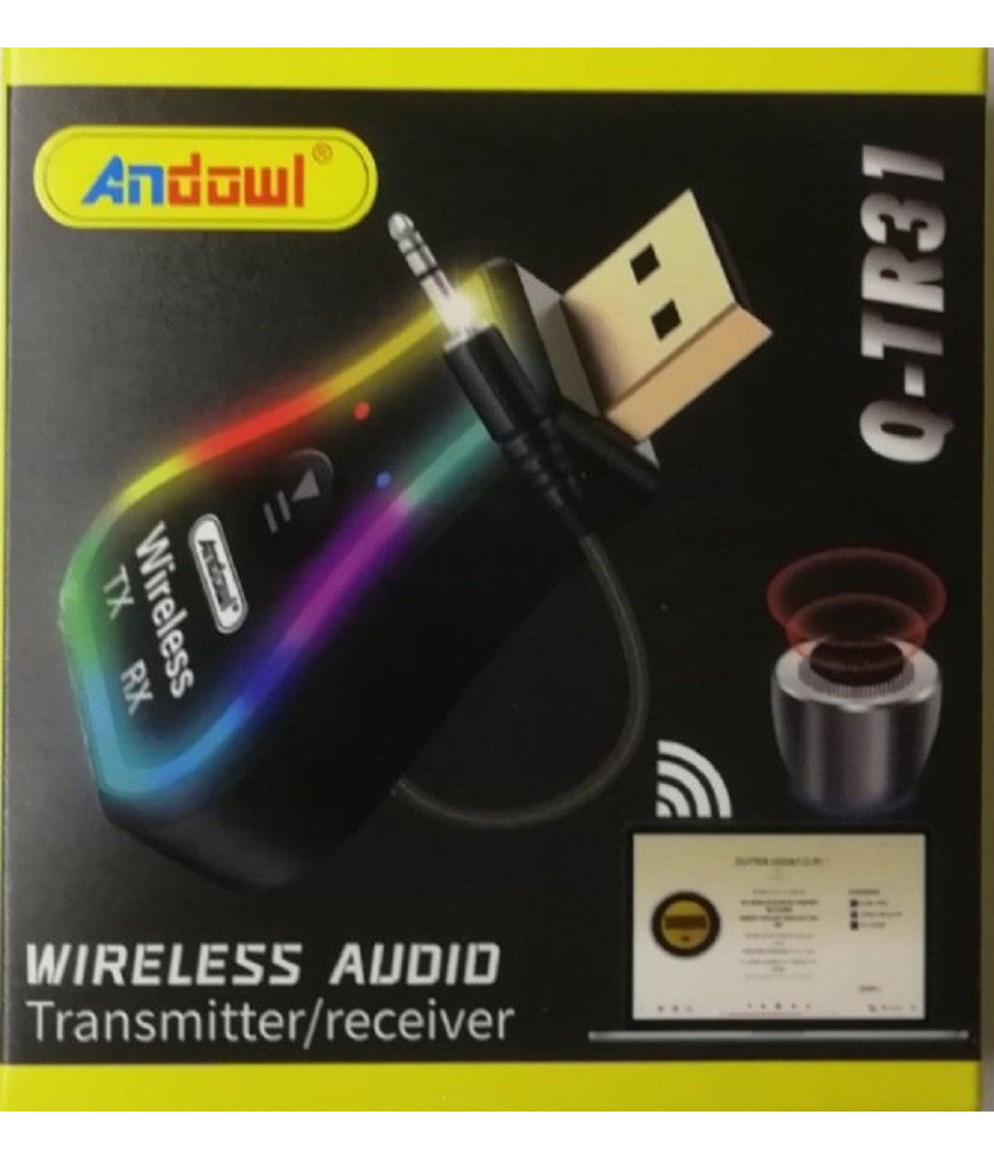 Mini Ricevitore Audio Usb Wireless Bluetooth 5.0 Aux Stereo Rgb Led Light Q-tr31         