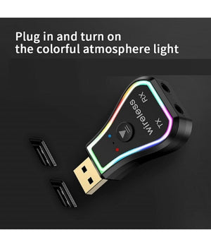 Mini Ricevitore Audio Usb Wireless Bluetooth 5.0 Aux Stereo Rgb Led Light Q-tr31         