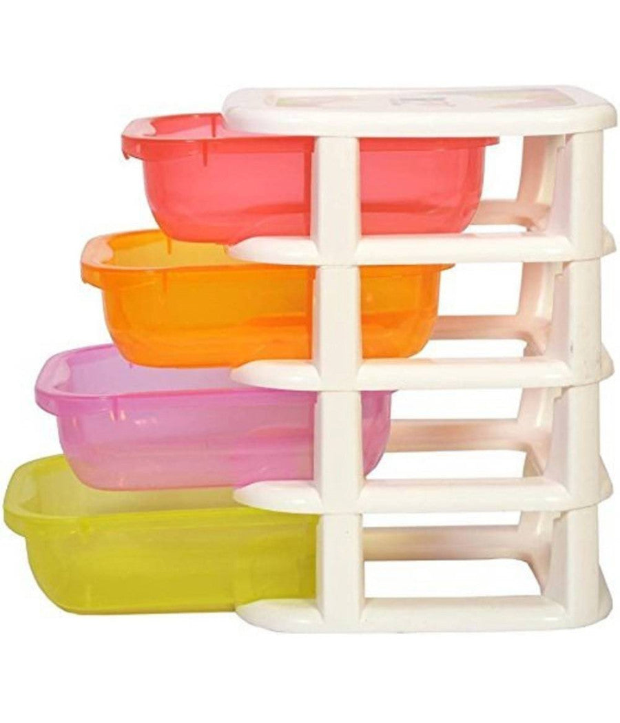 Mini Scatola Di Immagazzinaggio Desktop Cassetto A 4 Strati Plastica Multicolore         