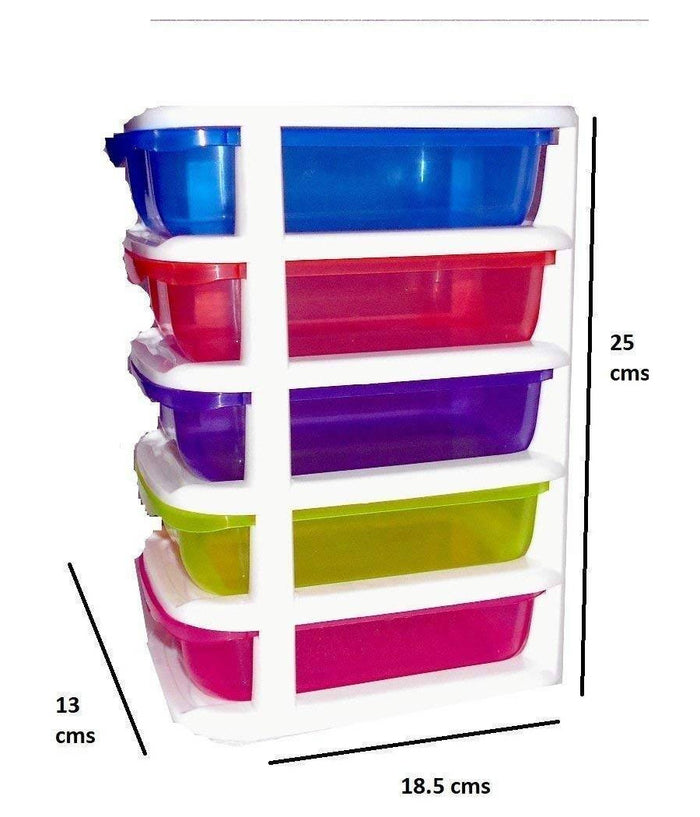 Mini Scatola Di Stoccaggio Cassetto Desktop In Plastica A 5 Strati Multicolore         