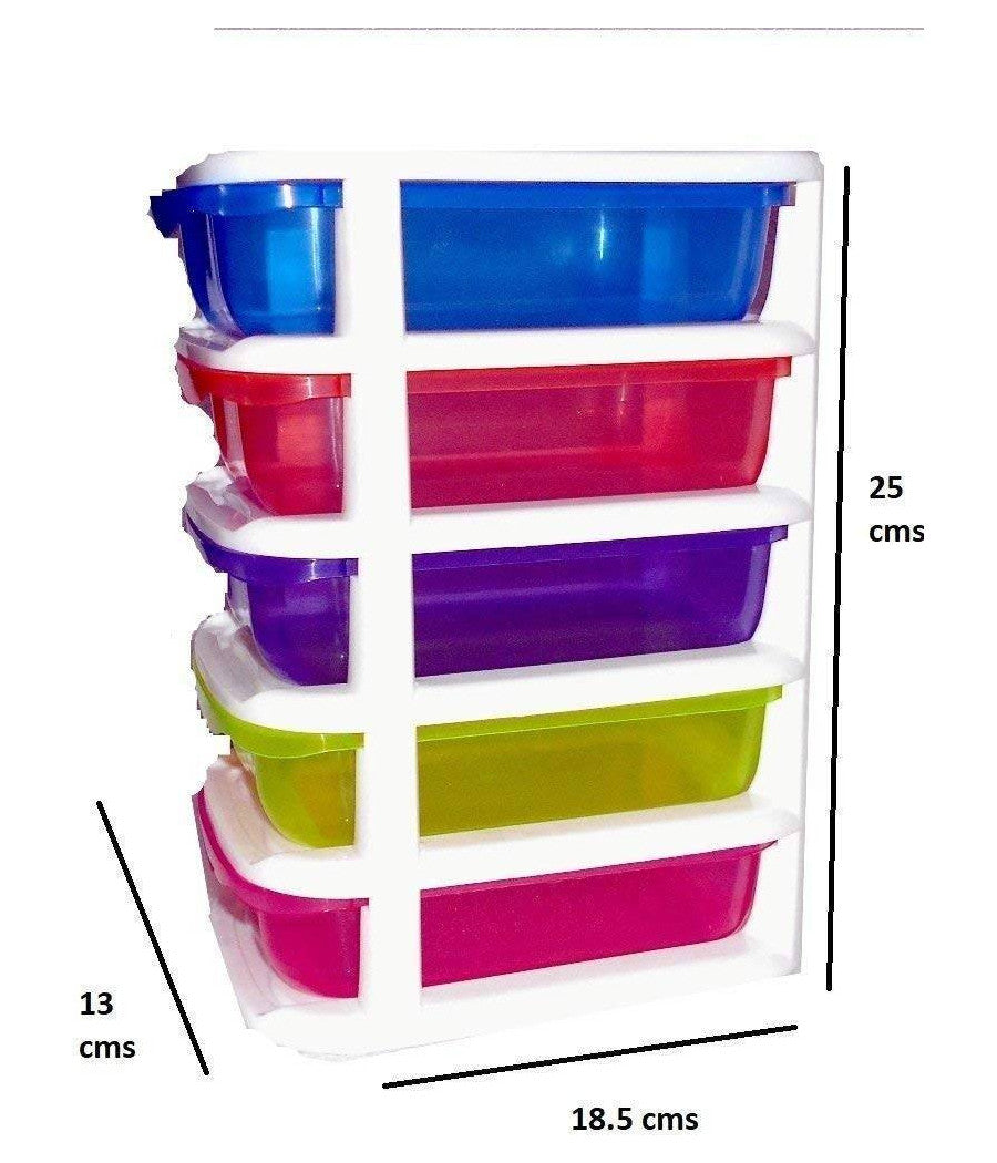 Mini Scatola Di Stoccaggio Cassetto Desktop In Plastica A 5 Strati Multicolore         