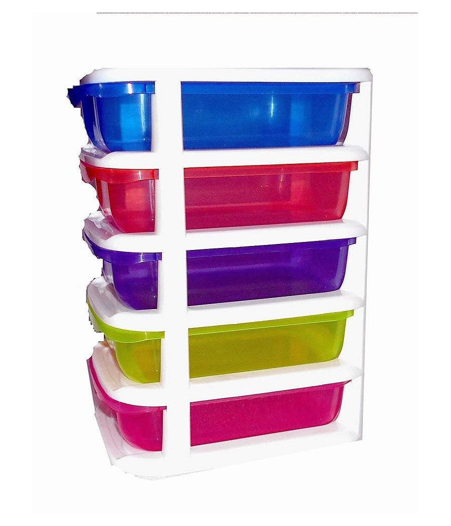 Mini Scatola Di Stoccaggio Cassetto Desktop In Plastica A 5 Strati Multicolore         