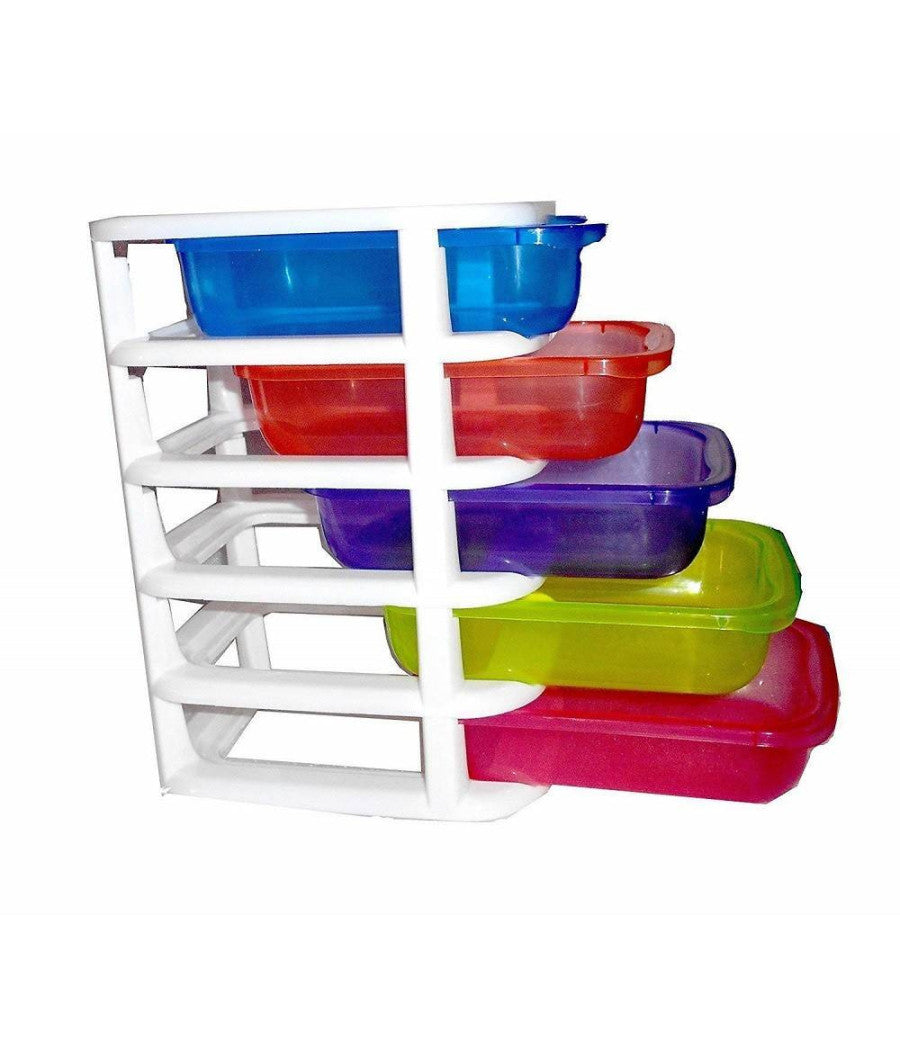 Mini Scatola Di Stoccaggio Cassetto Desktop In Plastica A 5 Strati Multicolore         