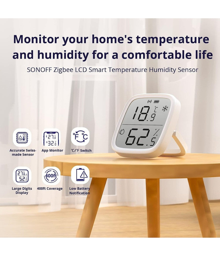 Mini Sensore Temperatura Umidità  Termometro Igrometro Display Lcd Sonoff Snzb-02d         