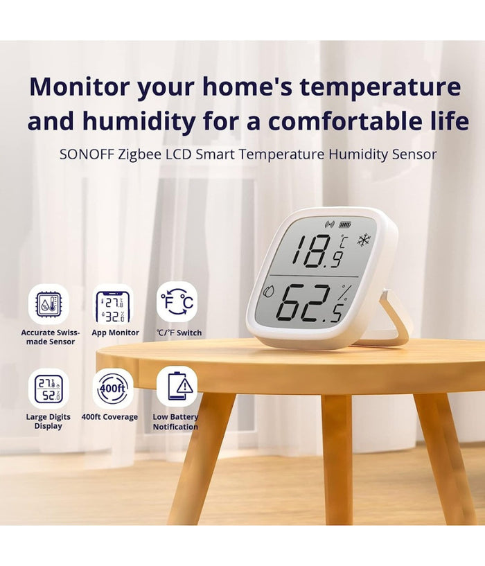 Mini Sensore Temperatura Umidità  Termometro Igrometro Display Lcd Sonoff Snzb-02d         