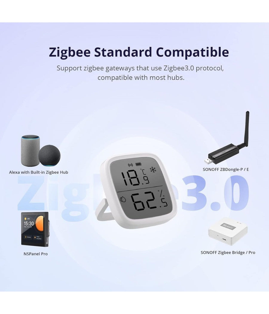 Mini Sensore Temperatura Umidità  Termometro Igrometro Display Lcd Sonoff Snzb-02d         