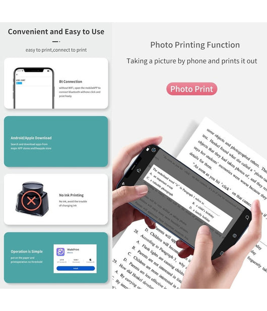 Mini Stampante Portatile Fotografica Tascabile Con Batteria Da 1000 Mah 203 Dpi         